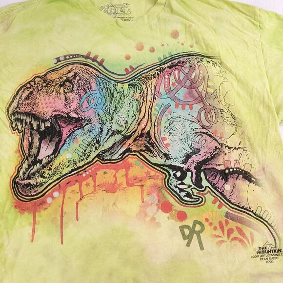 T-Rex Pullover Graphic Casual T Shirt Adult Mens Size Extra Large XL Yellow - Picture 4 of 9